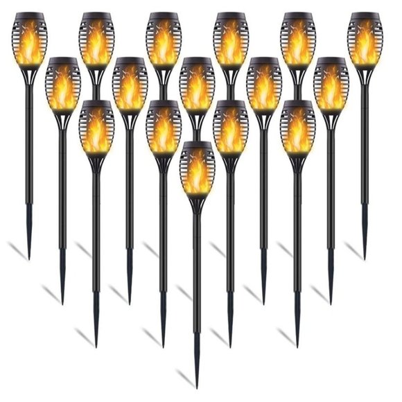 Permande 10 Pack Upgraded Solar Lights Outdoor, Mini Solar Torch Lights with Fli - Picture 1 of 7